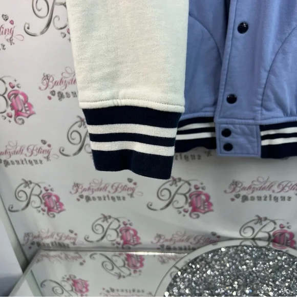 Polo Ralph Lauren coat jacket buttons stripes Blue and White Varsity Jacket - Picture 8 of 16